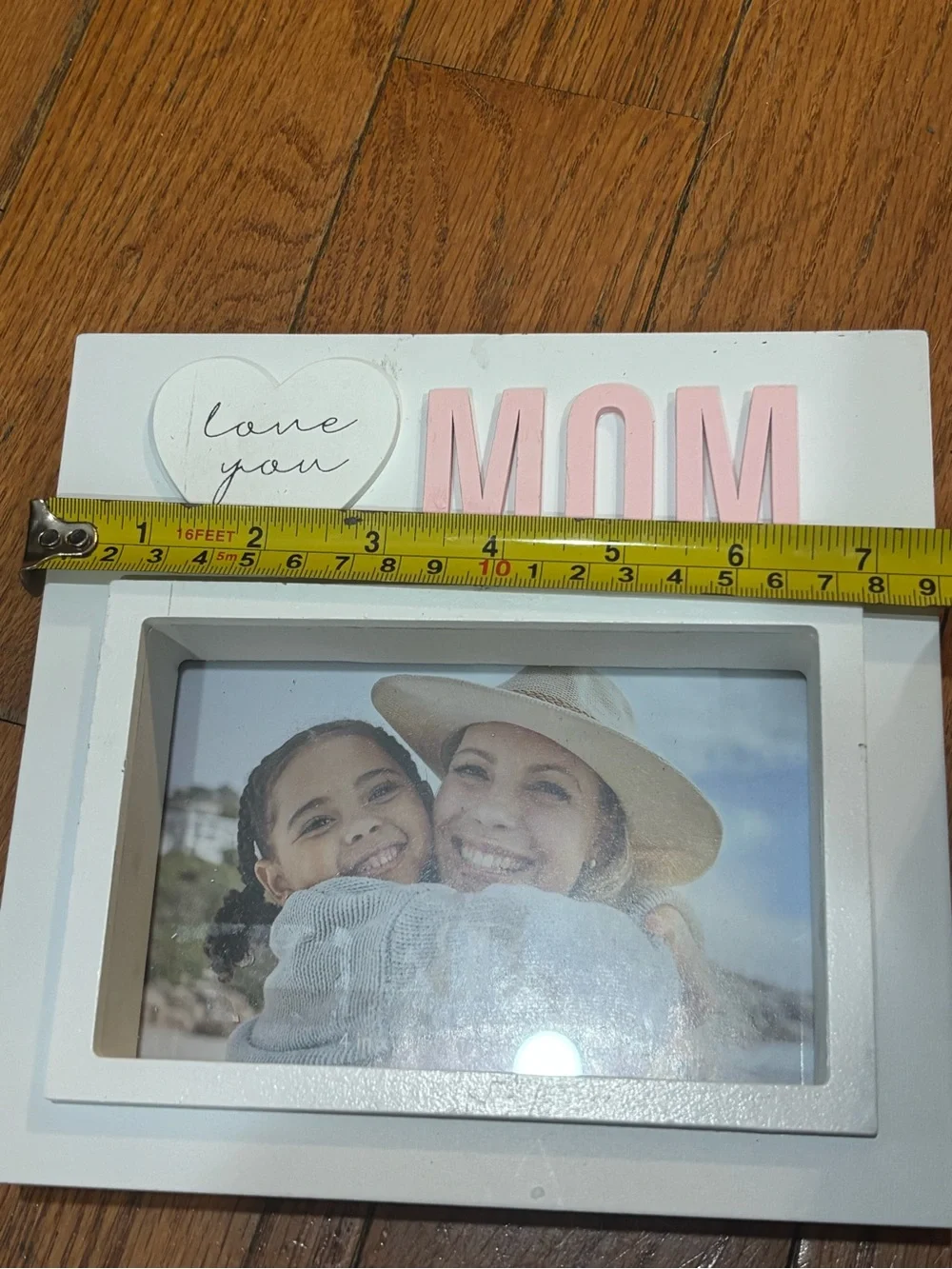 Love You MOM Photo Shadow Box Frame with Pink Lettering 4X6 picture